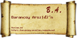 Barancsy Arszlán névjegykártya